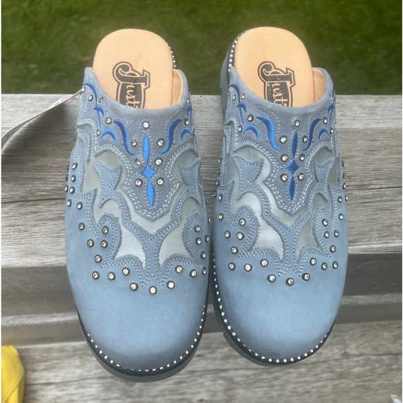 Y2K Vintage Justin Mule Slip On Shoes Western Women’s SZ 5.5 Leather Brand New - Picture 6 of 16